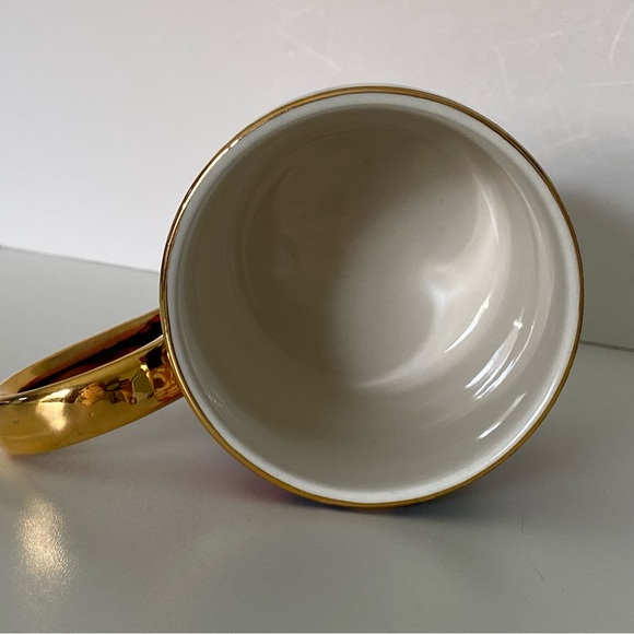 Rifle Paper Co. for Anthropologie Mug “D” Floral Gold Handle Trim Coffee Blue - Picture 5 of 16